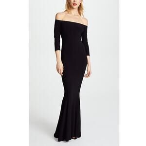 Norma Kamali New Off Shoulder Fishtail Gown Dress Bodycon Black Size Medium
